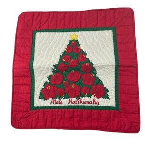 Regency Creations Christmas Pillow Sham Mele Kalikimaka 16x16 Red Green